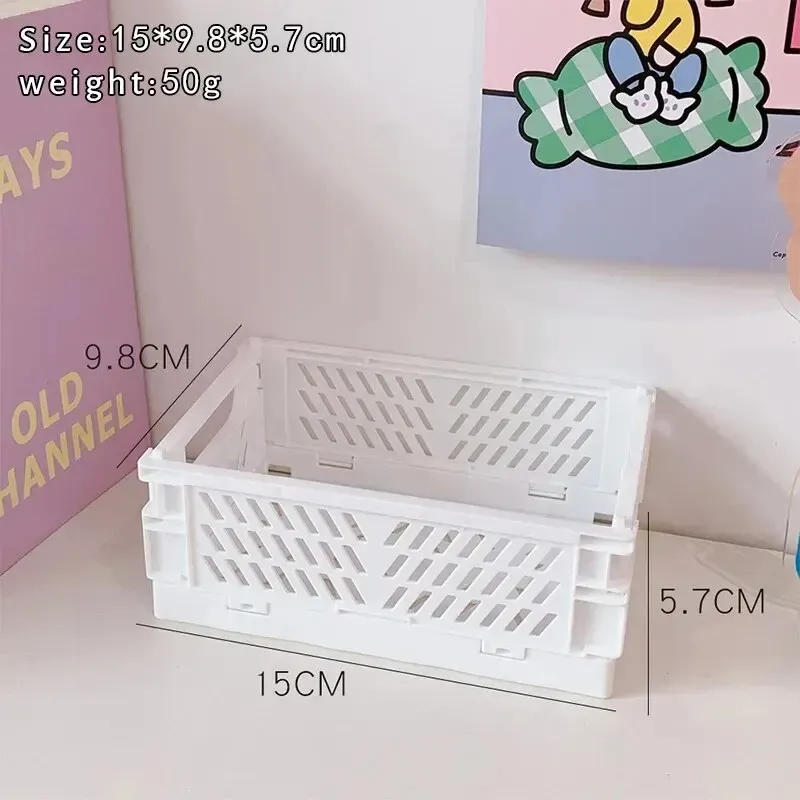 Paniers de rangement pliables en plastique, lot de 6 couleurs, organiseurs de bureau pour étudiants, boîtes de rangement pour papeterie 8