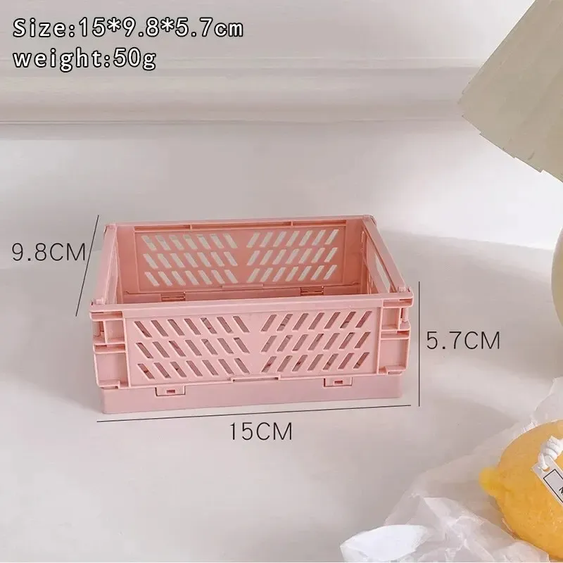 Paniers de rangement pliables en plastique, lot de 6 couleurs, organiseurs de bureau pour étudiants, boîtes de rangement pour papeterie 11
