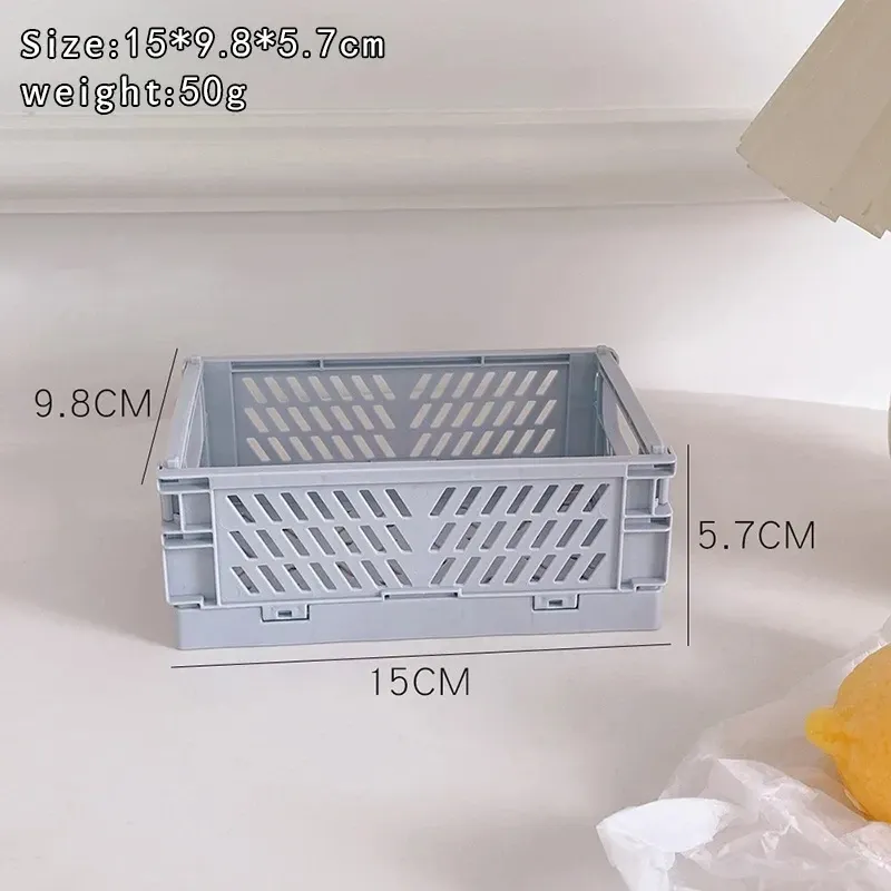 Paniers de rangement pliables en plastique, lot de 6 couleurs, organiseurs de bureau pour étudiants, boîtes de rangement pour papeterie 9