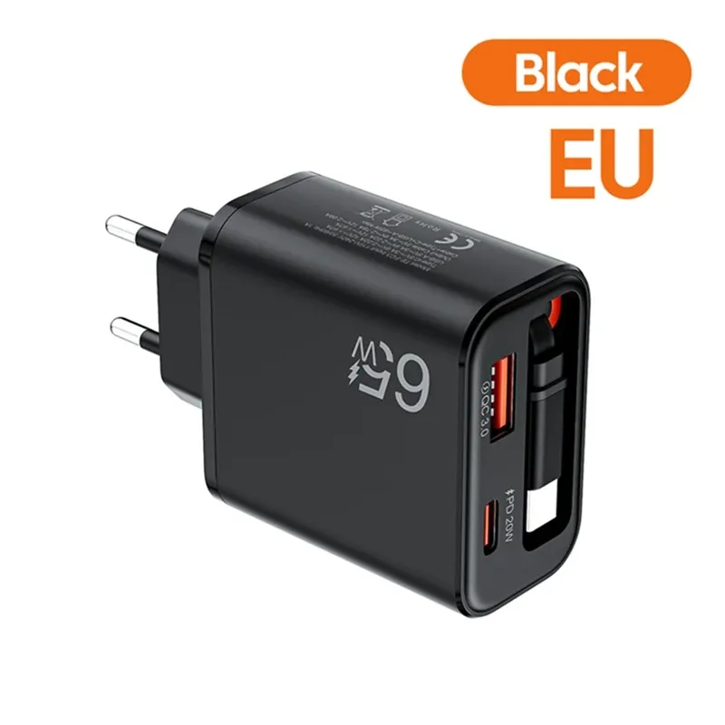 Chargeur USB-C 65 W avec câble USB-C rétractable, compatible iPhone, Samsung et Xiaomi 12