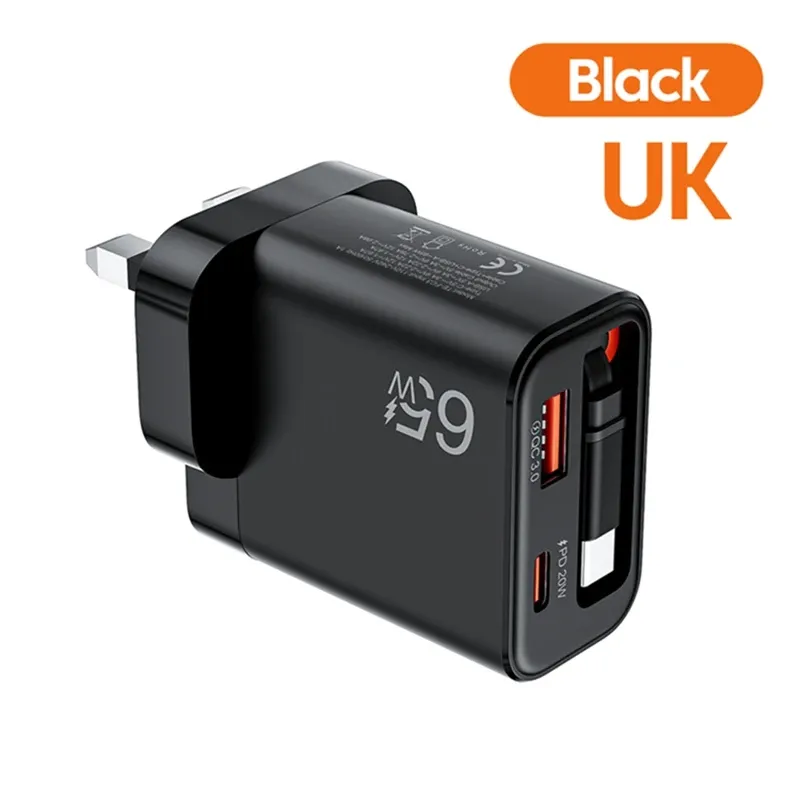 Chargeur USB-C 65 W avec câble USB-C rétractable, compatible iPhone, Samsung et Xiaomi 8
