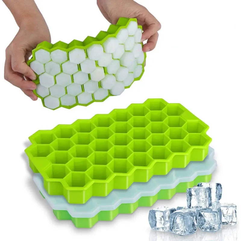 Bac à glaçons en silicone à 37 alvéoles en nid d'abeille, avec couvercle amovible, sans BPA - Image 1