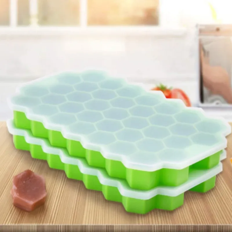 Bac à glaçons en silicone à 37 alvéoles en nid d'abeille, avec couvercle amovible, sans BPA 4