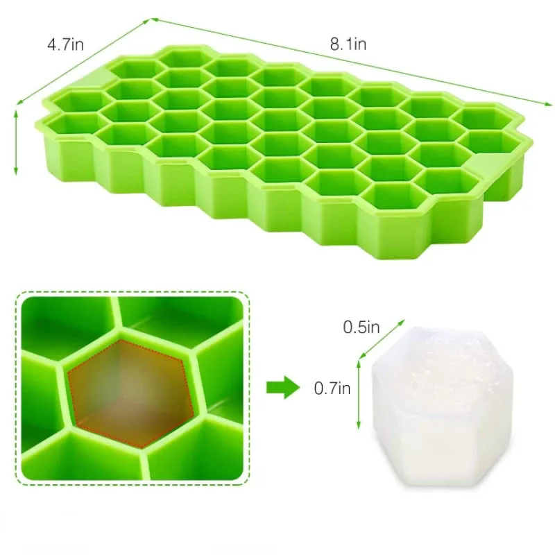Bac à glaçons en silicone à 37 alvéoles en nid d'abeille, avec couvercle amovible, sans BPA 5