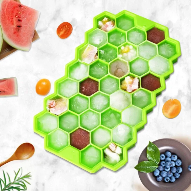 Bac à glaçons en silicone à 37 alvéoles en nid d'abeille, avec couvercle amovible, sans BPA 6