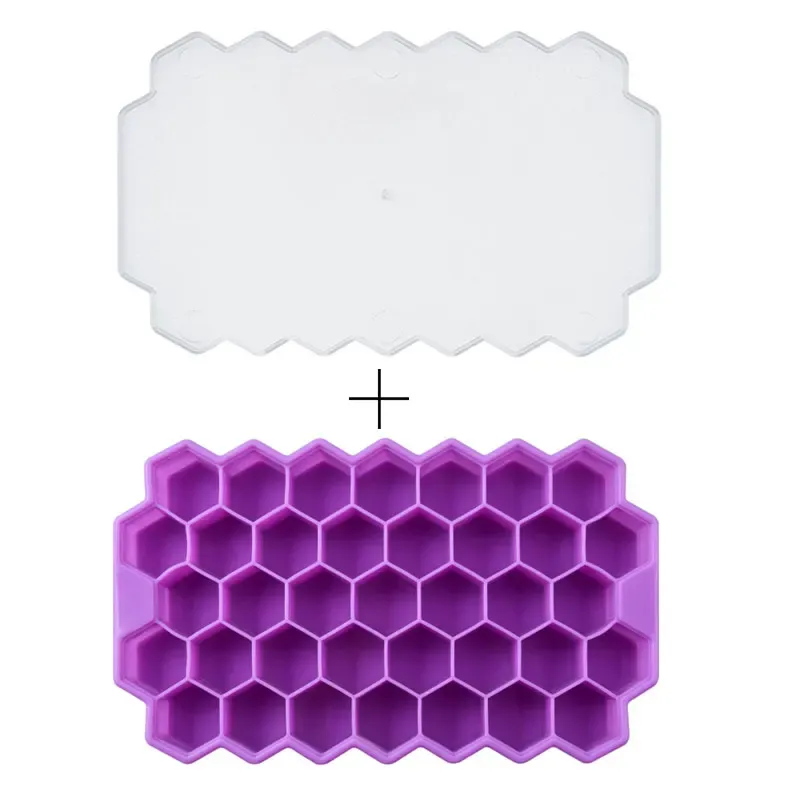 Bac à glaçons en silicone à 37 alvéoles en nid d'abeille, avec couvercle amovible, sans BPA 9