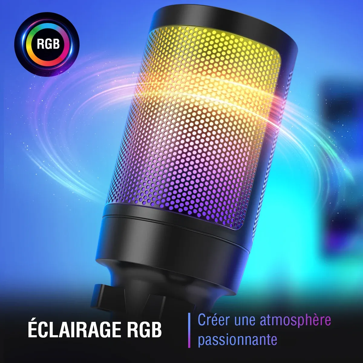 FIFINE Microphone USB à condensateur pour jeu vidéo, compatible PC, PS4, PS5 et Mac, avec support anti-choc et contrôle du gain, Ampligame A6V 6