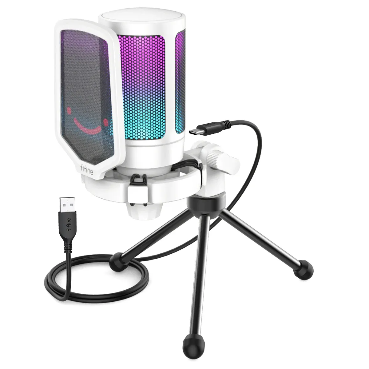 FIFINE Microphone USB à condensateur pour jeu vidéo, compatible PC, PS4, PS5 et Mac, avec support anti-choc et contrôle du gain, Ampligame A6V 8