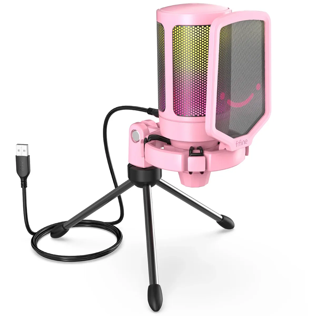 FIFINE Microphone USB à condensateur pour jeu vidéo, compatible PC, PS4, PS5 et Mac, avec support anti-choc et contrôle du gain, Ampligame A6V 9