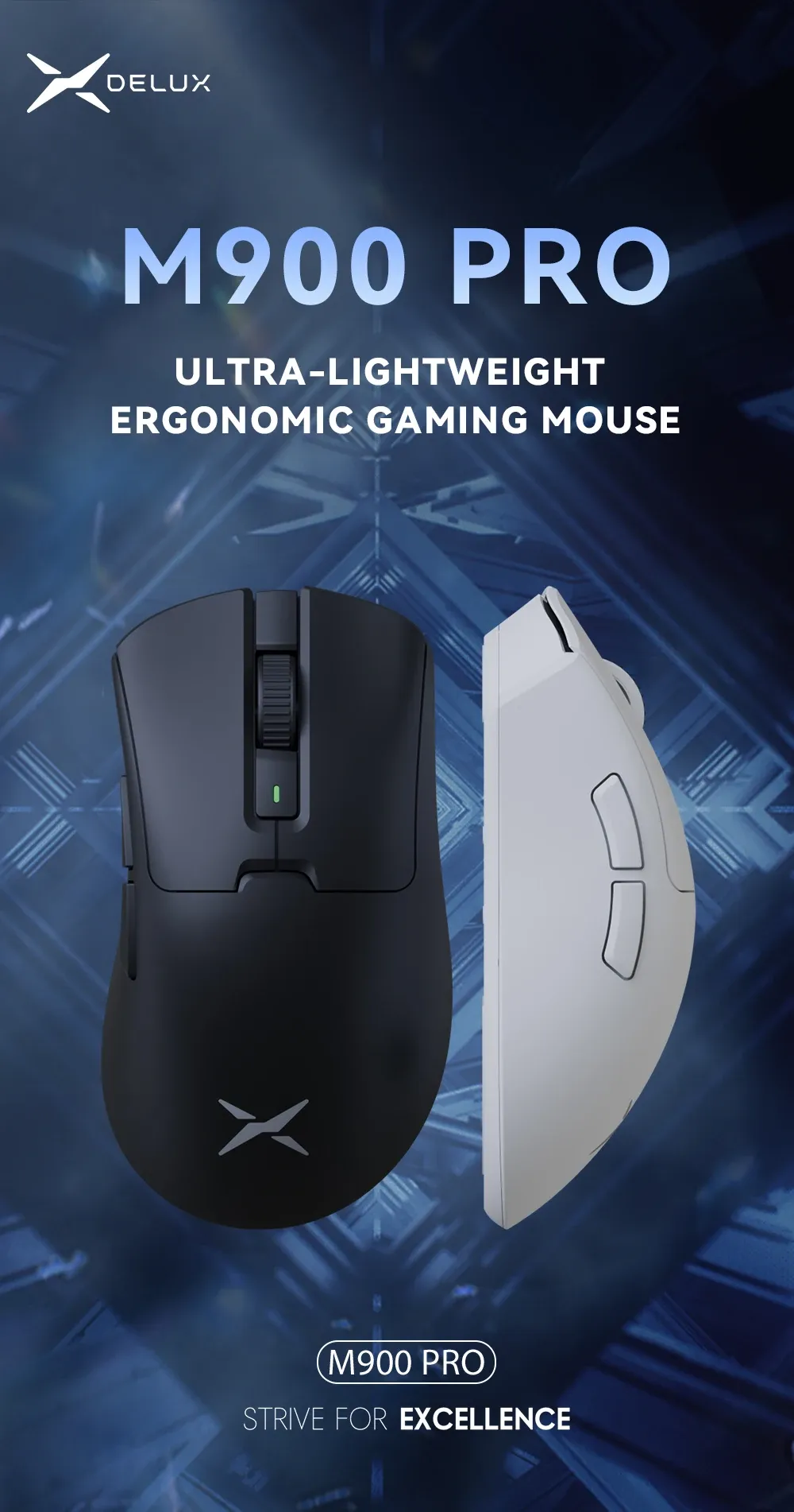 Souris de jeu ergonomique Delux M900PRO