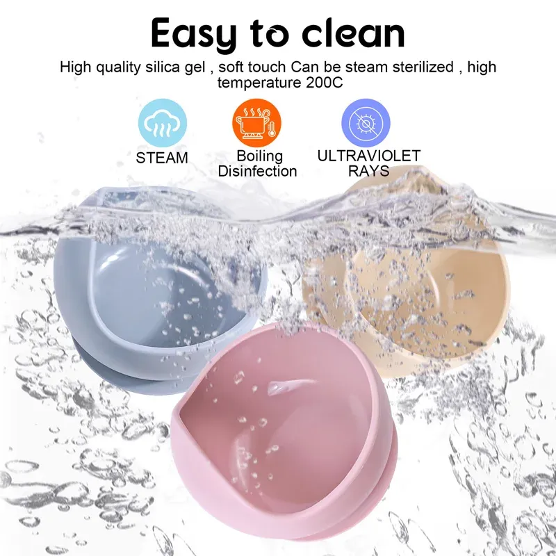 Bol d'alimentation en silicone à ventouse pour bébés et tout-petits, idéal pour l'apprentissage de l'autonomie, lot de 2 4