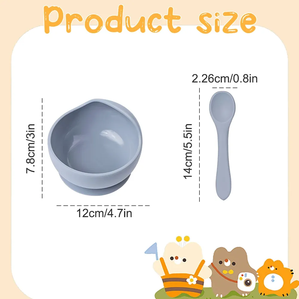 Bol d'alimentation en silicone à ventouse pour bébés et tout-petits, idéal pour l'apprentissage de l'autonomie, lot de 2 5