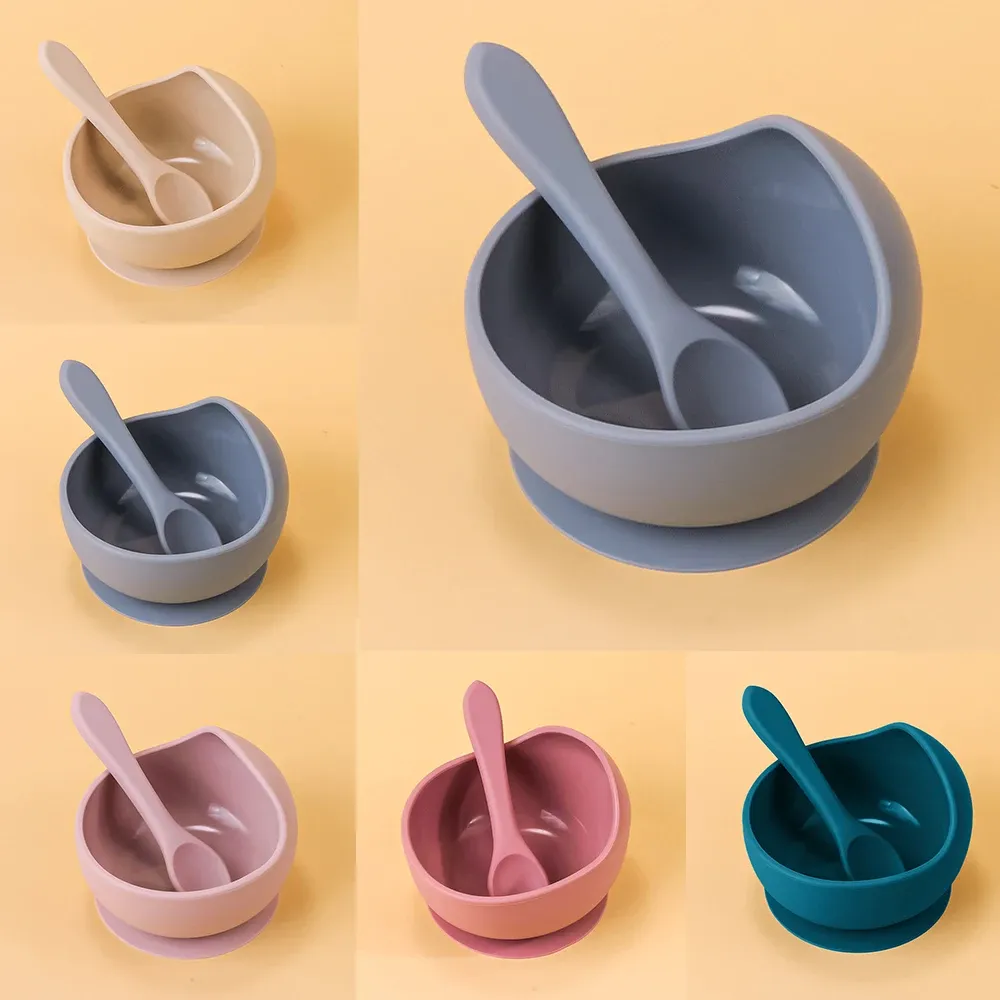 Bol d'alimentation en silicone à ventouse pour bébés et tout-petits, idéal pour l'apprentissage de l'autonomie, lot de 2 6