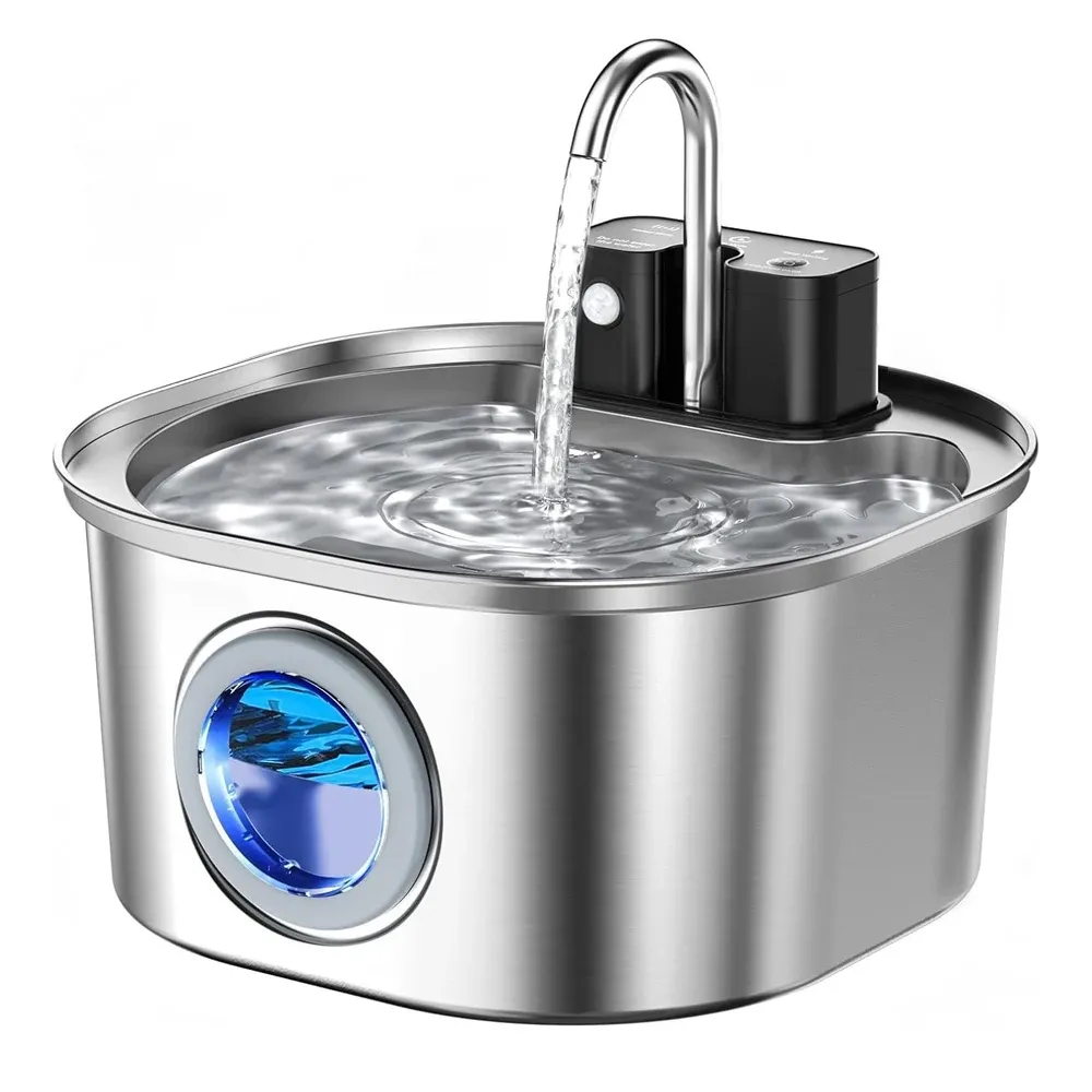 Fontaine à eau automatique pour chat en acier inoxydable 3 L, avec capteur sans fil 10