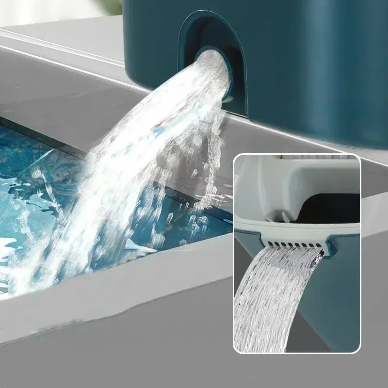 Ensemble balai serpillière auto-nettoyant avec seau pour sols plats, balai microfibre extensible pour nettoyage quotidien humide et sec 5