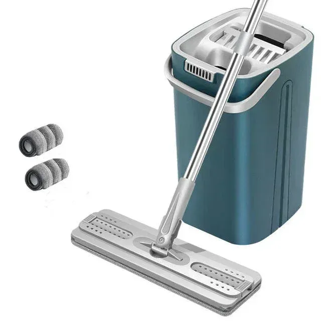 Ensemble balai serpillière auto-nettoyant avec seau pour sols plats, balai microfibre extensible pour nettoyage quotidien humide et sec 8