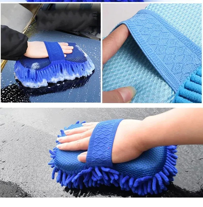 Gant de lavage en chenille premium, utilisation en lavage
