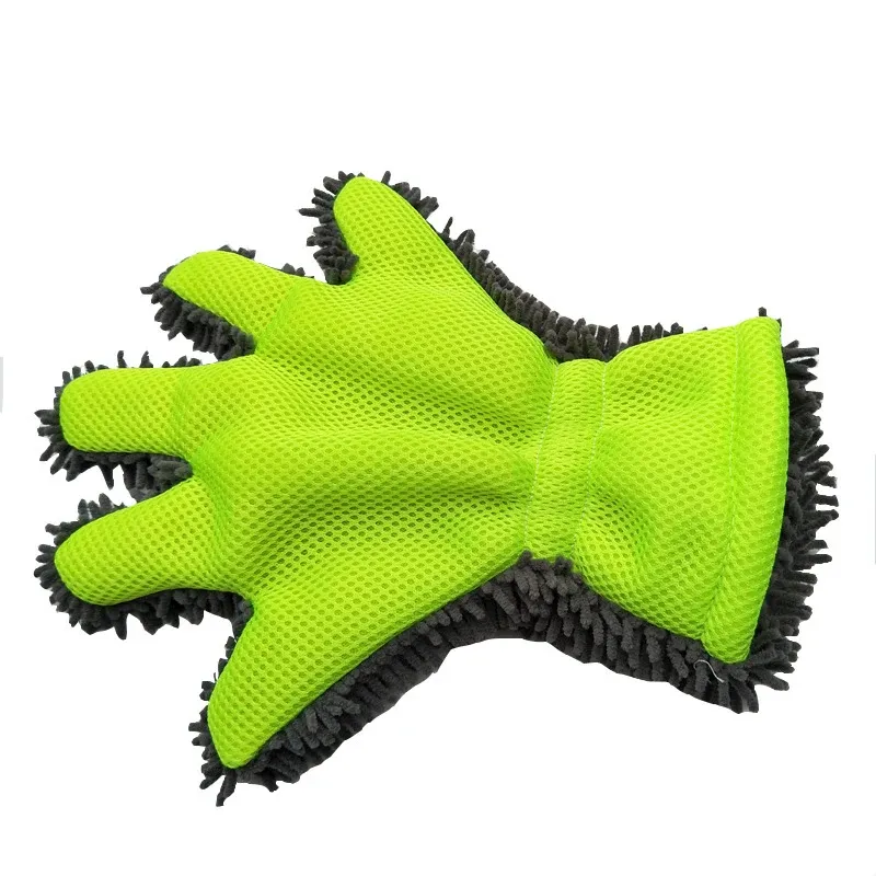 Gant de lavage pour voiture en microfibre chenille, éponge sans rayures, velours corail double face 9
