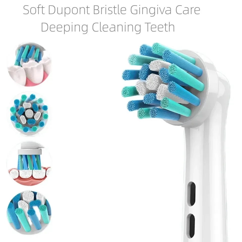 Brosses à dents électriques Dupont, lot de 4 têtes de rechange, compatibles Oral-B, pour un blanchiment des dents et des soins doux 4