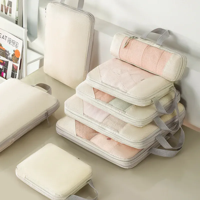 Cubes d'emballage compressibles pour valise, organisateurs de voyage extensibles et légers 2