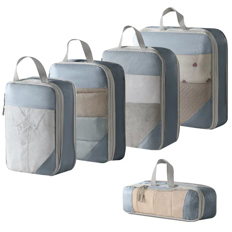 Cubes d'emballage compressibles pour valise, organisateurs de voyage extensibles et légers 21
