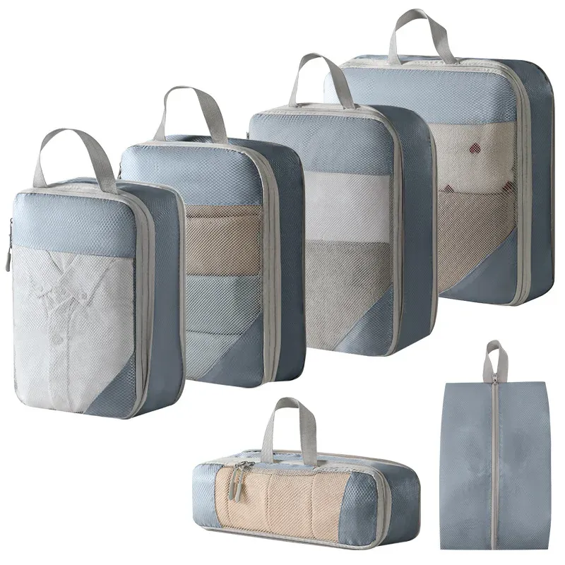 Cubes d'emballage compressibles pour valise, organisateurs de voyage extensibles et légers 15