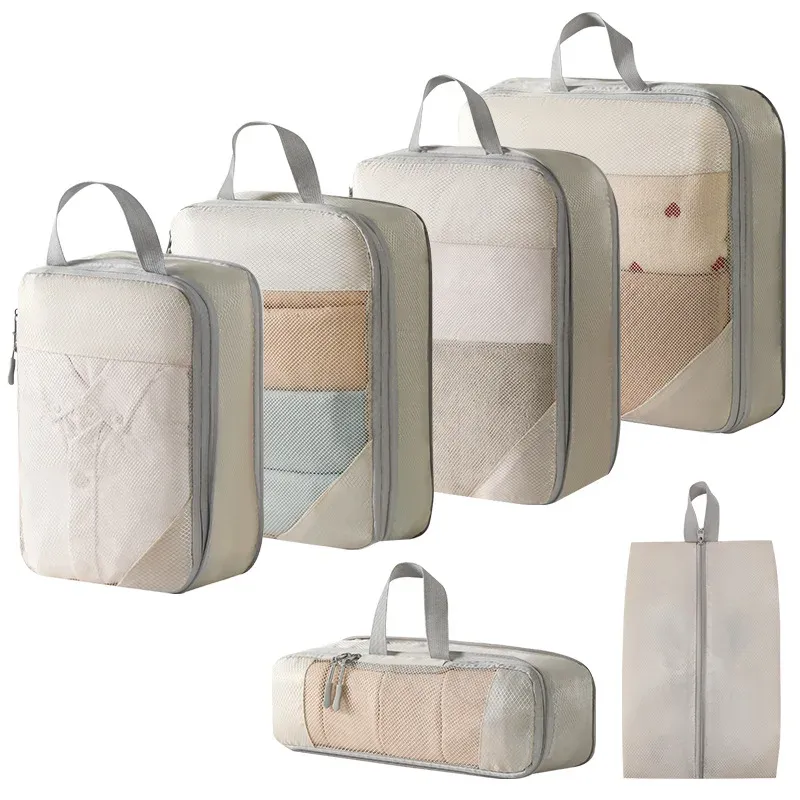Cubes d'emballage compressibles pour valise, organisateurs de voyage extensibles et légers 13