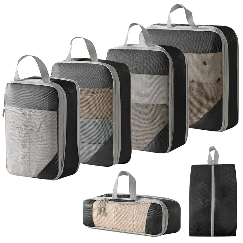 Cubes d'emballage compressibles pour valise, organisateurs de voyage extensibles et légers 11