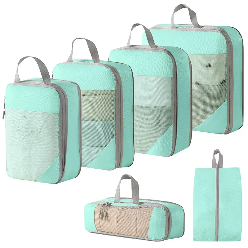 Cubes d'emballage compressibles pour valise, organisateurs de voyage extensibles et légers 9