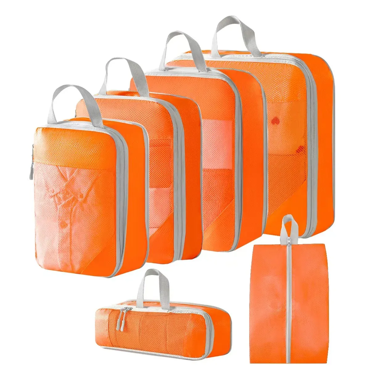 Cubes d'emballage compressibles pour valise, organisateurs de voyage extensibles et légers 7