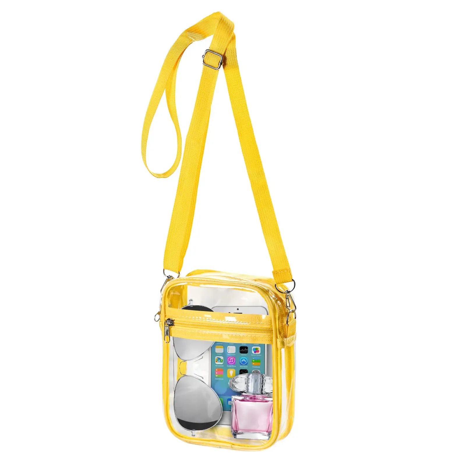Sac bandoulière transparent en PVC pour femme, conforme aux règlements des stades, avec poche avant 2