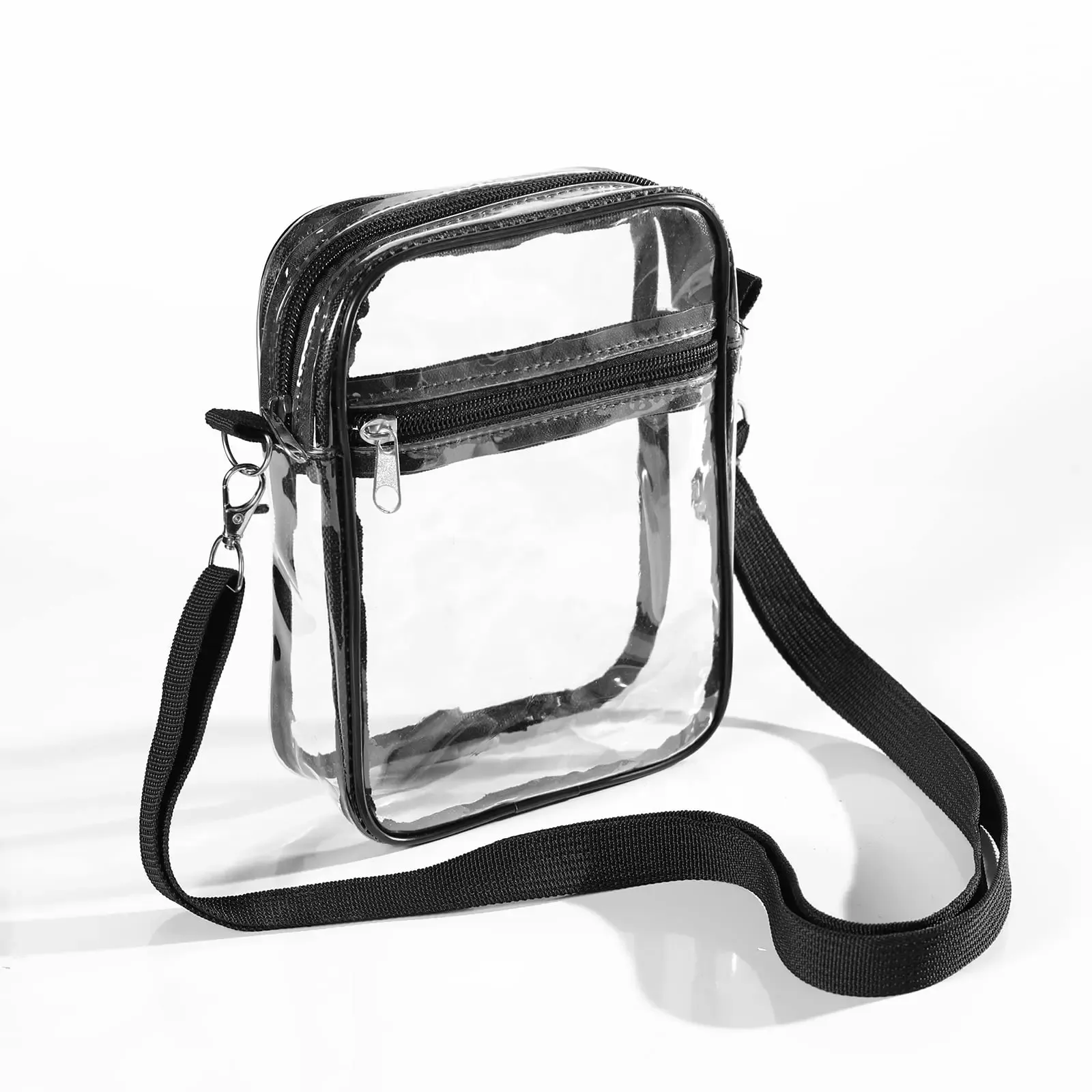 Sac bandoulière transparent en PVC pour femme, conforme aux règlements des stades, avec poche avant 14