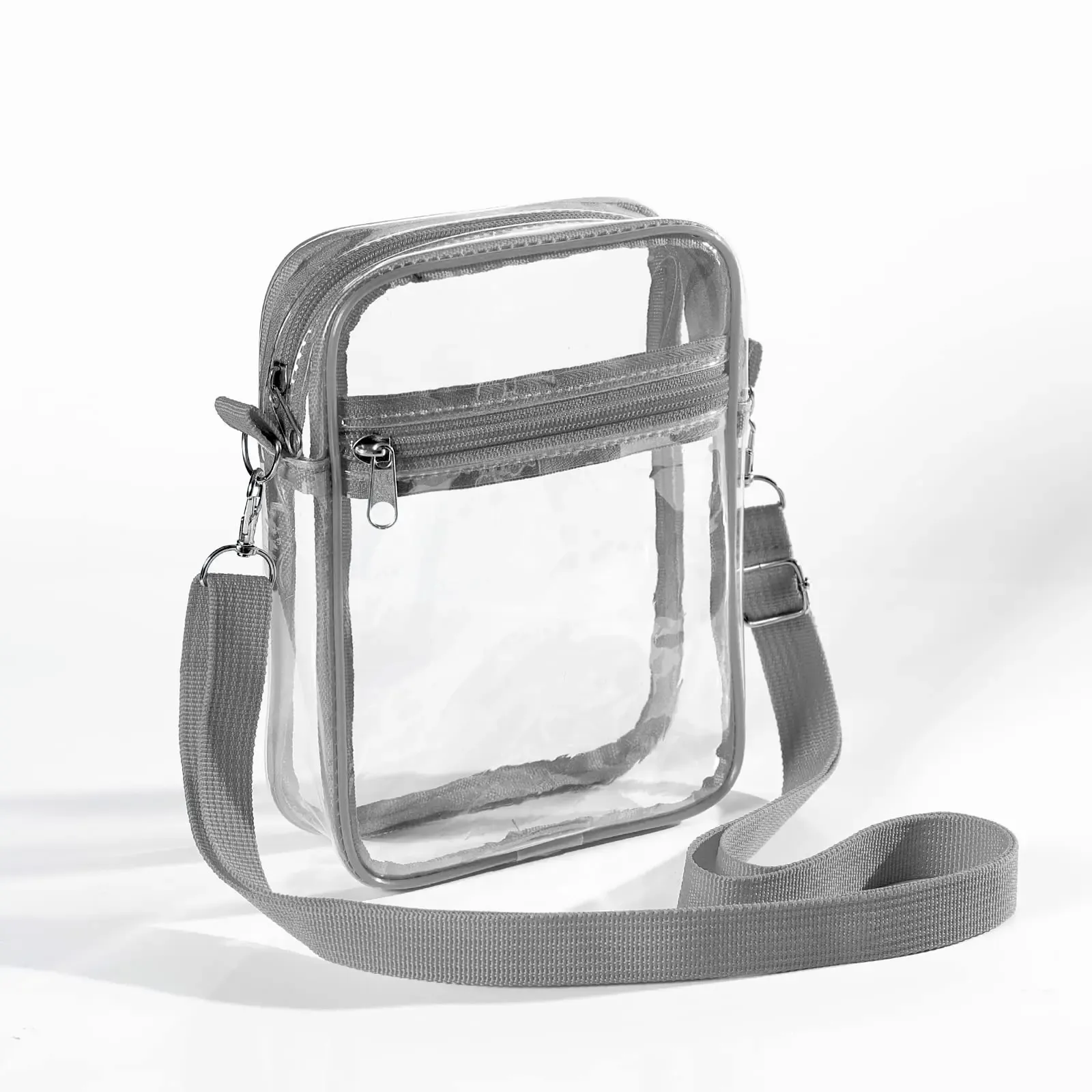 Sac bandoulière transparent en PVC pour femme, conforme aux règlements des stades, avec poche avant 13