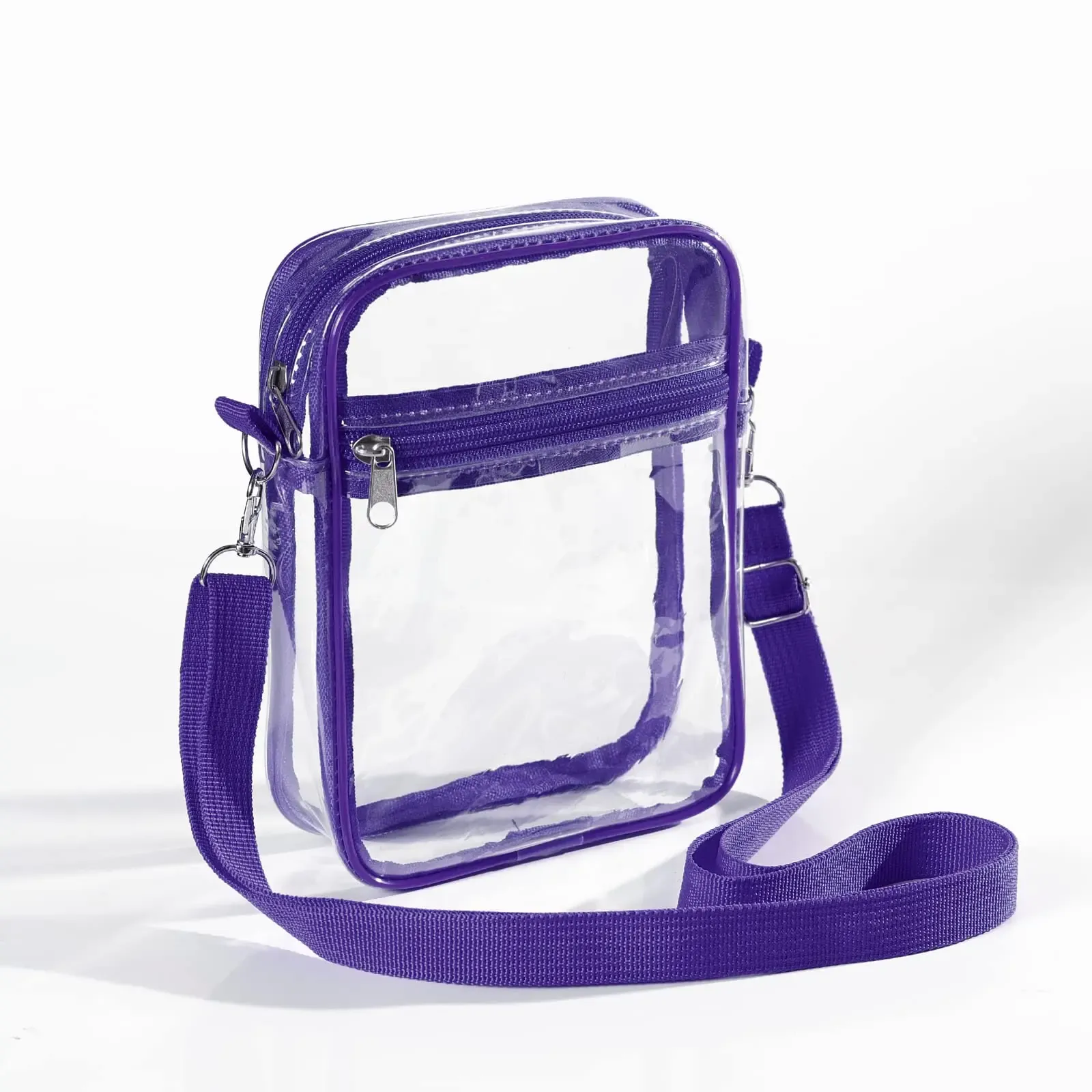 Sac bandoulière transparent en PVC pour femme, conforme aux règlements des stades, avec poche avant 11
