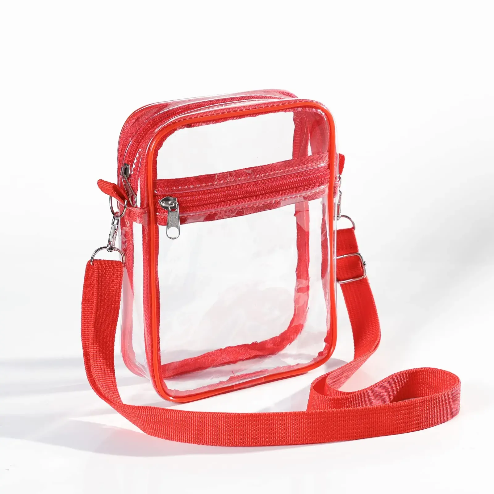 Sac bandoulière transparent en PVC pour femme, conforme aux règlements des stades, avec poche avant 8