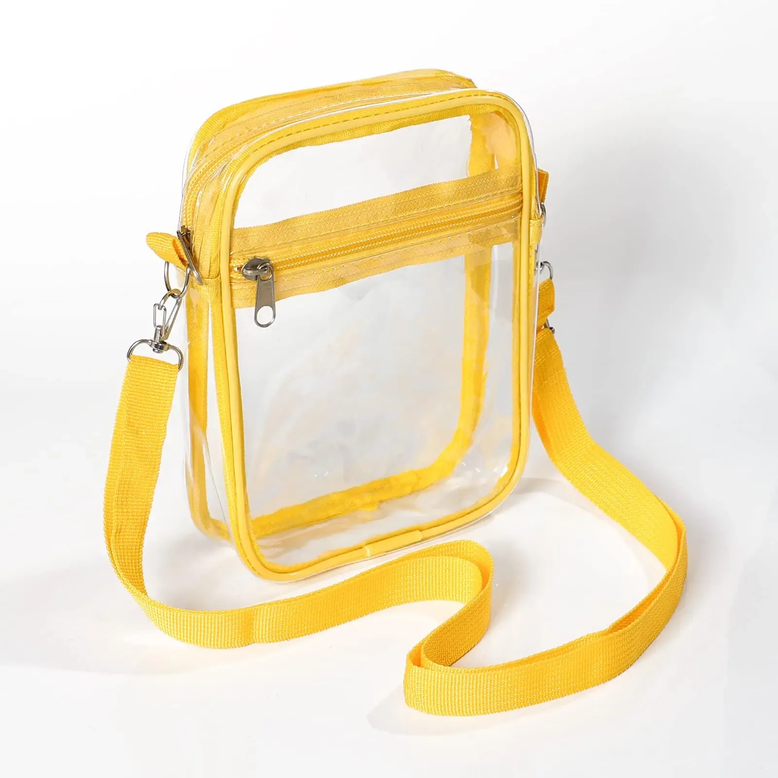 Sac bandoulière transparent en PVC pour femme, conforme aux règlements des stades, avec poche avant 7