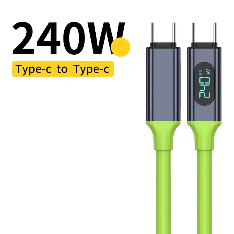 Câble de charge USB-C vers USB-C 100 W / 240 W avec affichage LED, en silicone liquide 6