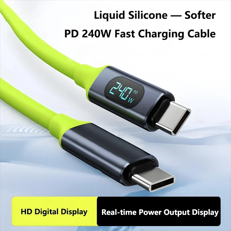 Câble de charge USB-C en silicone liquide avec affichage LED