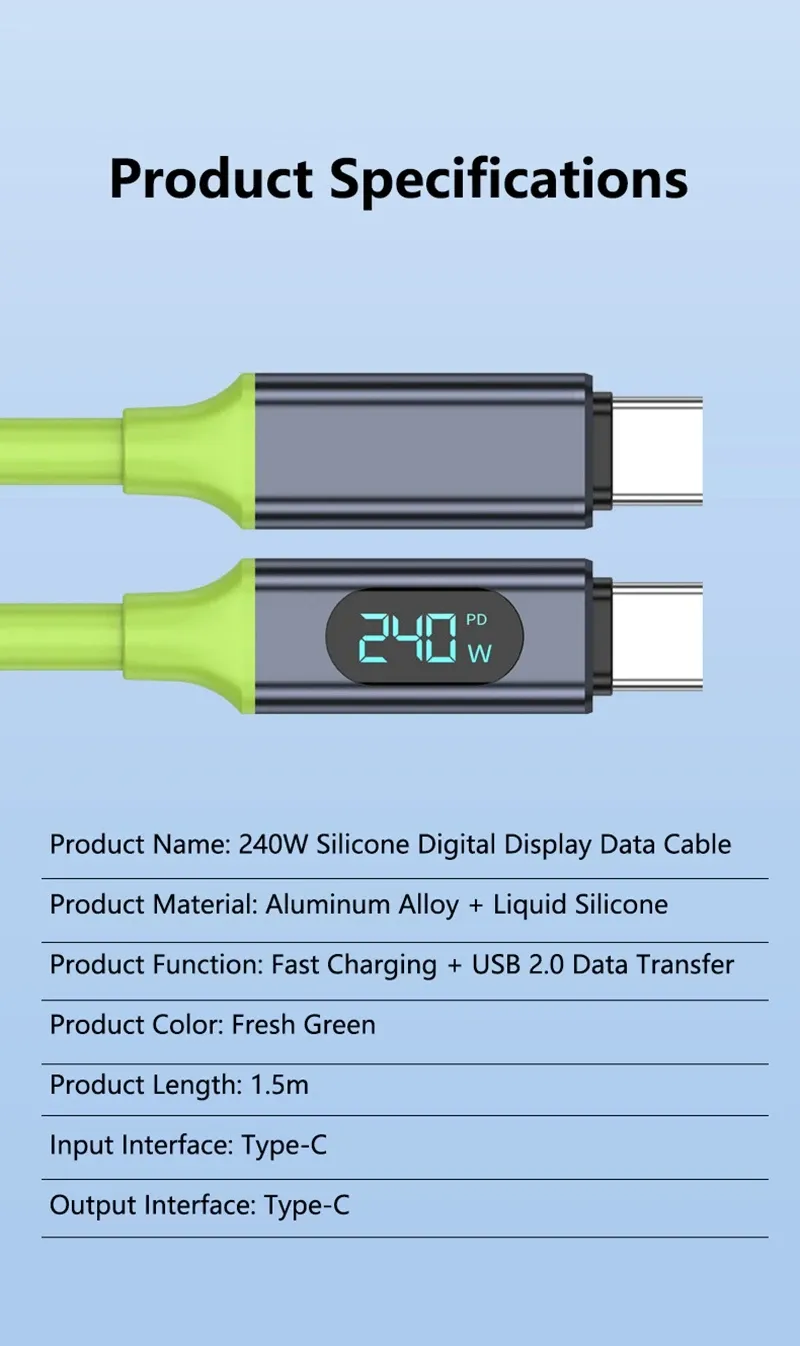 Câble USB-C en silicone liquide, finition premium