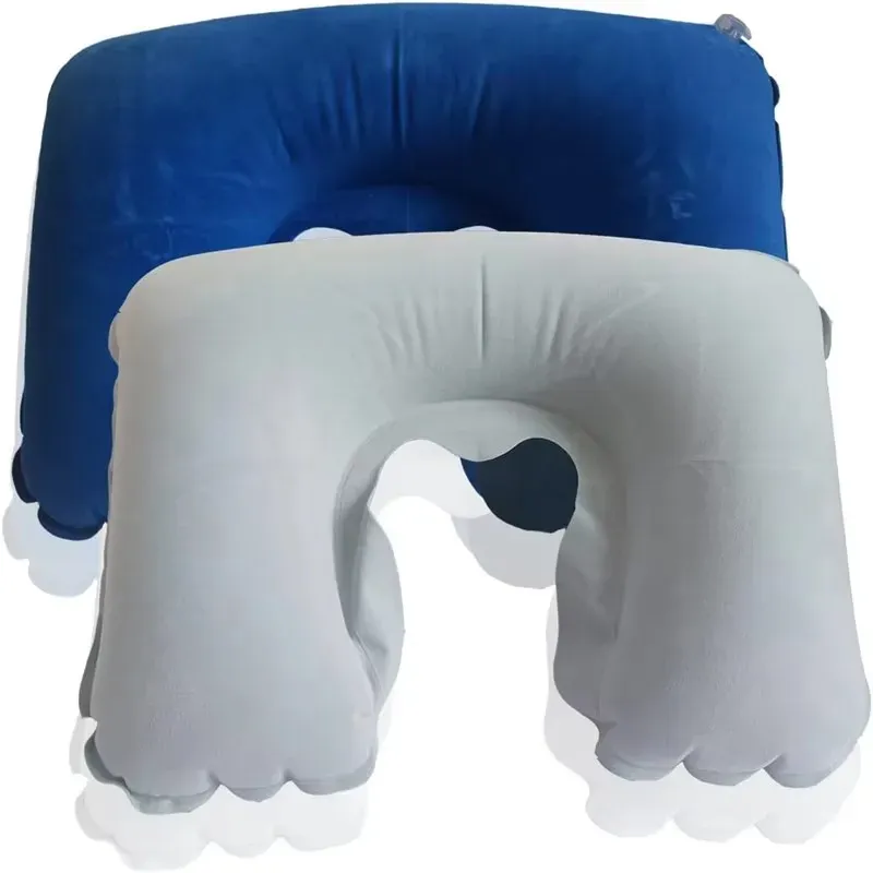 Oreiller de voyage gonflable en PVC pour voiture et avion, appui-tête et soutien de cou en peluche douce, lot de 1 à 4 pièces