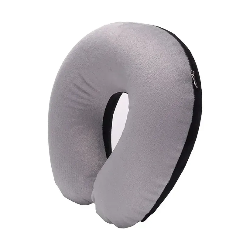 Oreiller de voyage gonflable en PVC pour voiture et avion, appui-tête et soutien de cou en peluche douce, lot de 1 à 4 pièces 25