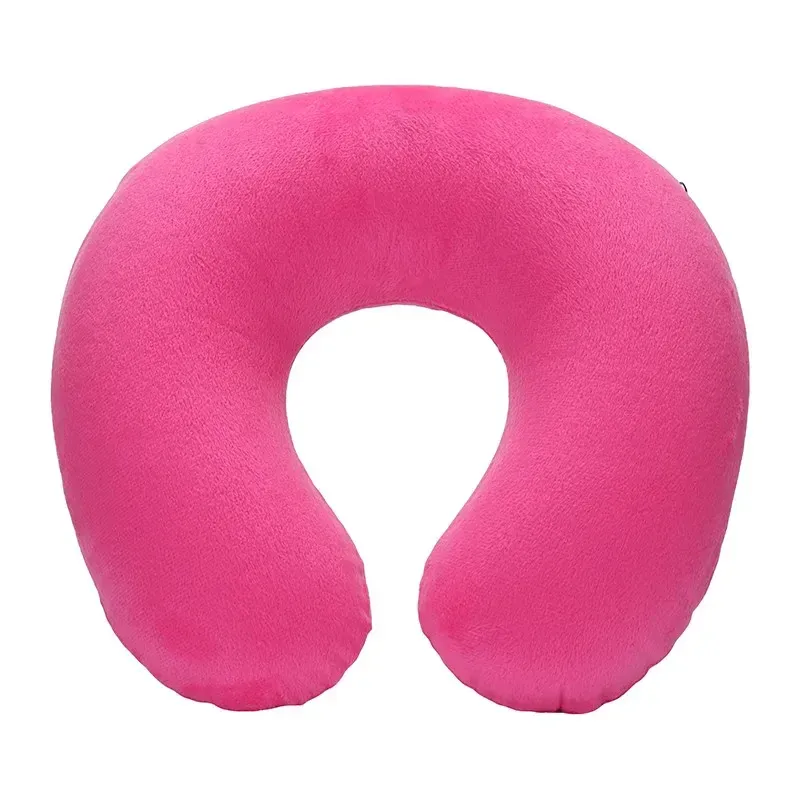 Oreiller de voyage gonflable en PVC pour voiture et avion, appui-tête et soutien de cou en peluche douce, lot de 1 à 4 pièces 17