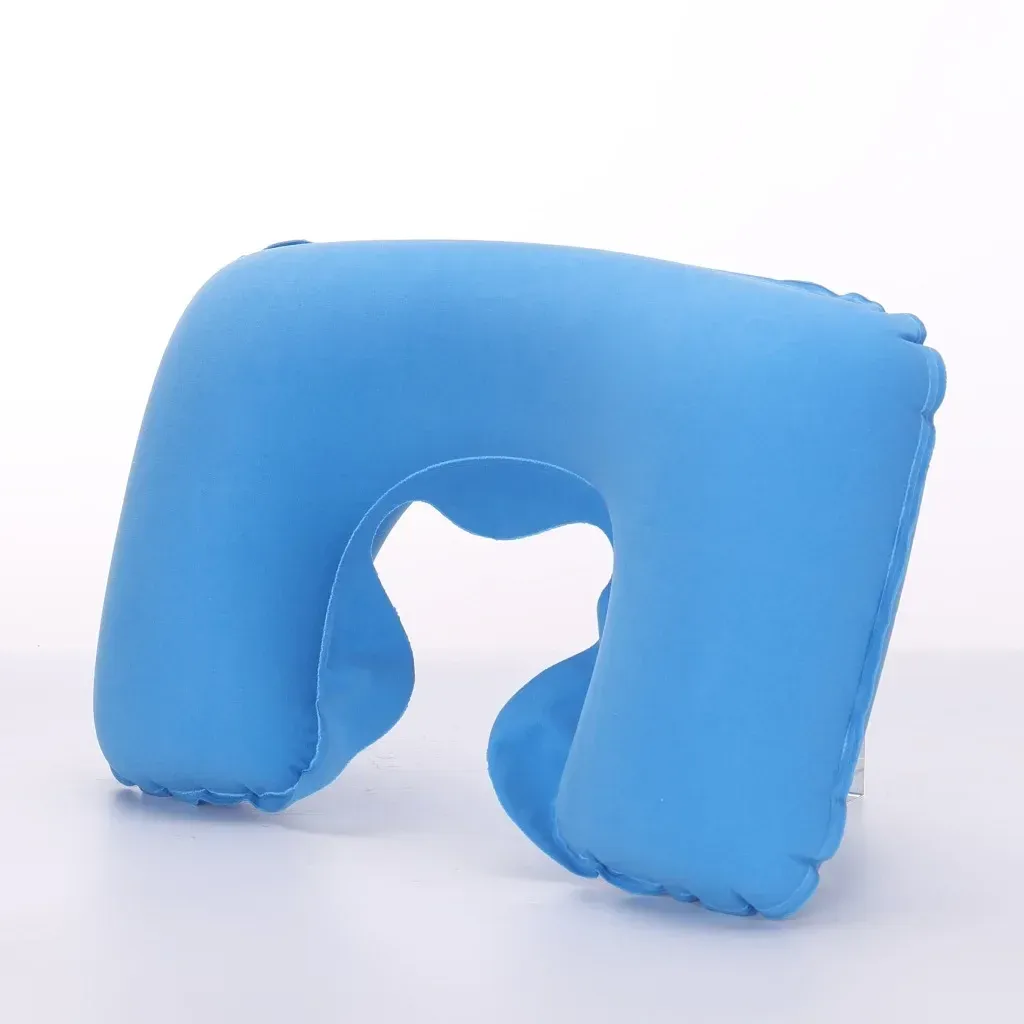 Oreiller de voyage gonflable en PVC pour voiture et avion, appui-tête et soutien de cou en peluche douce, lot de 1 à 4 pièces 19