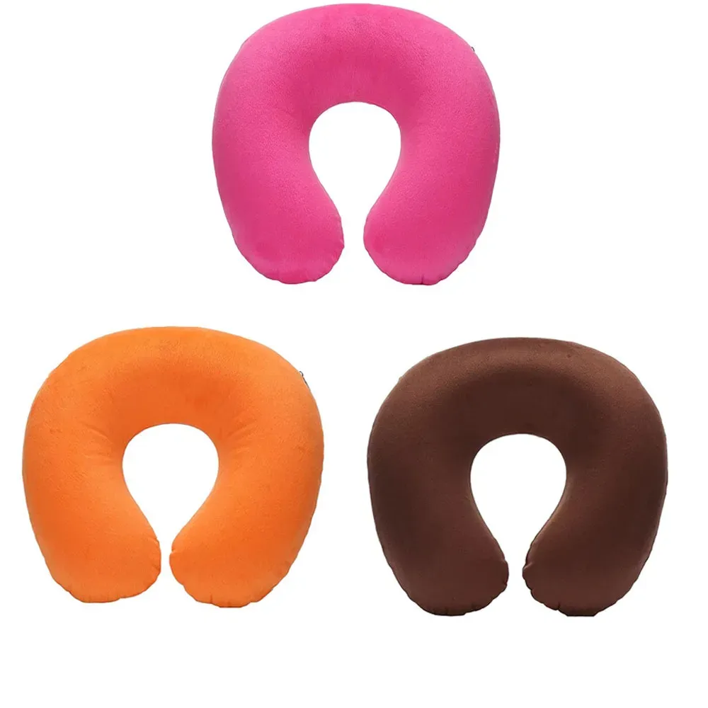 Oreiller de voyage gonflable en PVC pour voiture et avion, appui-tête et soutien de cou en peluche douce, lot de 1 à 4 pièces 8