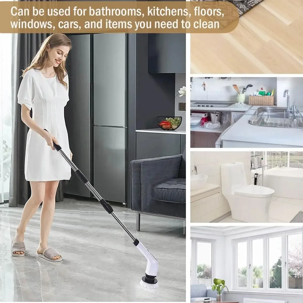 Brosse de nettoyage électrique sans fil puissante et multifonctionnelle pour douche, évier, carrelage, joints, cuisine et salle de bain 2