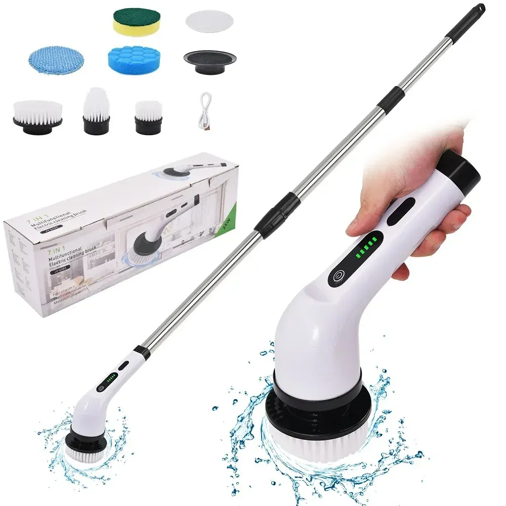 Brosse de nettoyage électrique sans fil puissante et multifonctionnelle pour douche, évier, carrelage, joints, cuisine et salle de bain 6