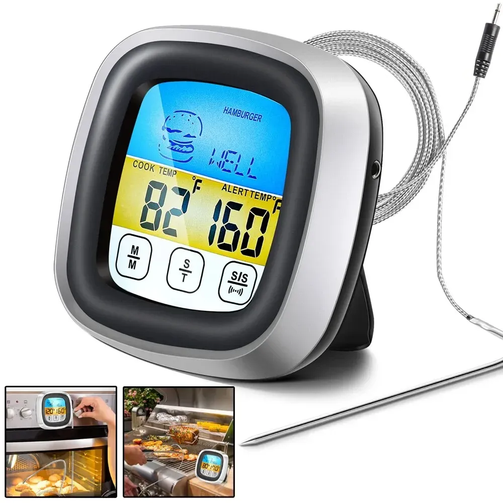 Thermomètre de cuisine numérique à sonde avec écran tactile pour viande et barbecue - Image 1