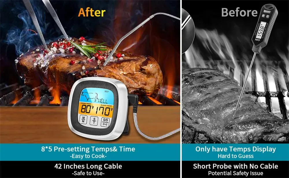 Thermomètre de cuisine en situation d'utilisation