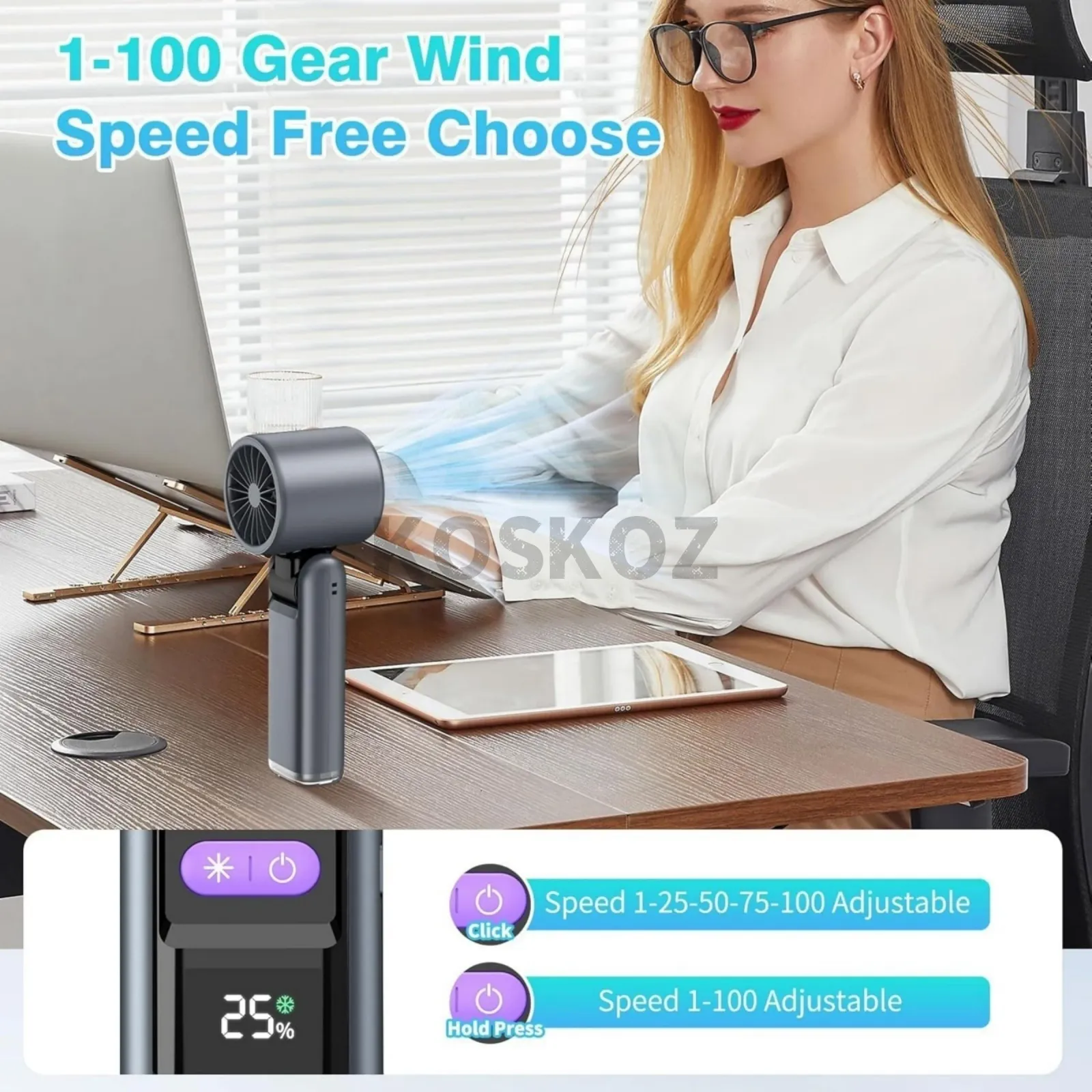 Ventilateur portable, détails du design