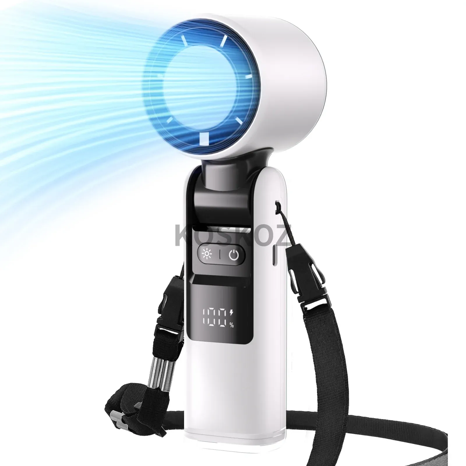 Ventilateur portable rechargeable 4000 mAh à 5 vitesses avec lampe torche, idéal pour les voyages 9